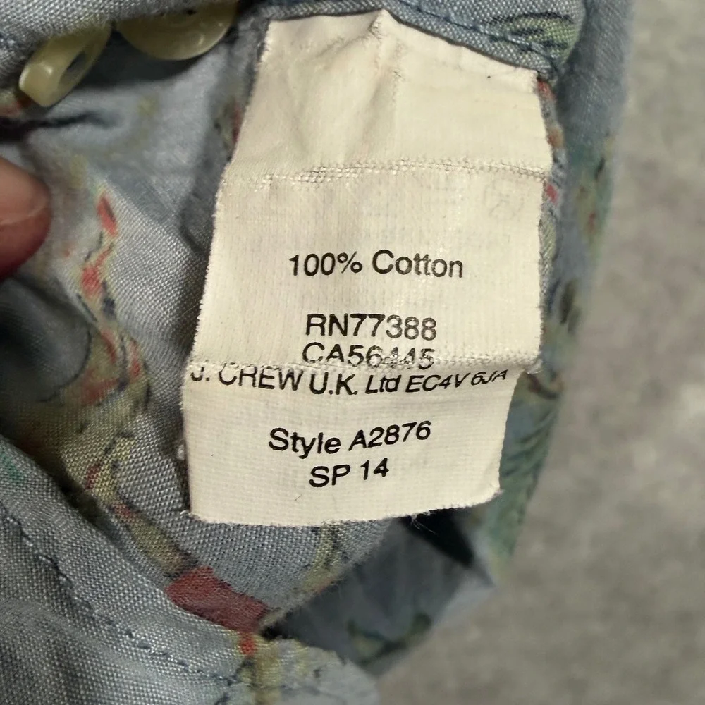 J. Crew Shirt Mens Large Blue Chambray Tropical Marlin Island Button Down